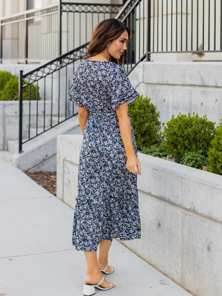 Floral Whitney Dress  - Blue / Purple