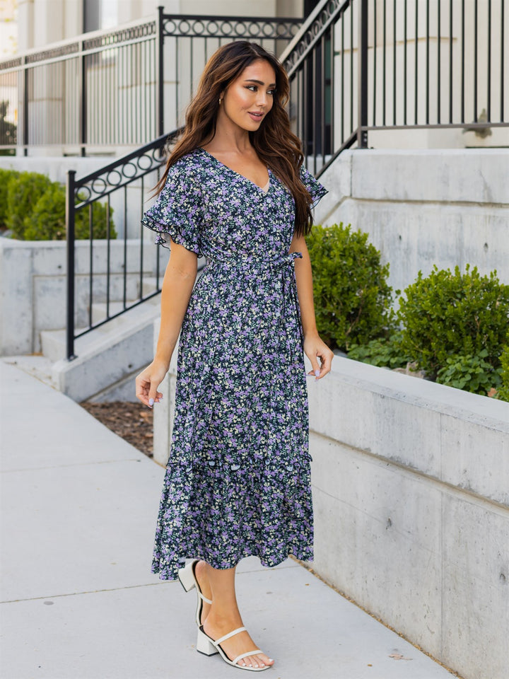 Floral Whitney Dress  - Blue / Purple