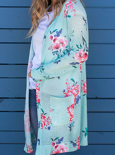 Lightweight Floral Cardigan Tickled Teal LLC