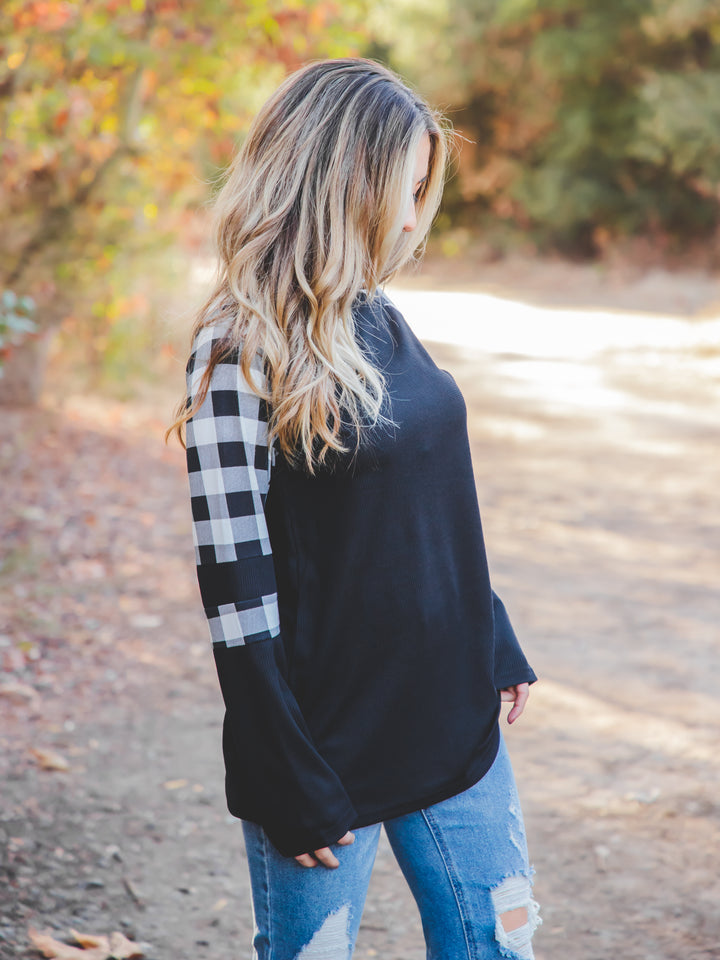 Patterned Colorblock Raglan Top