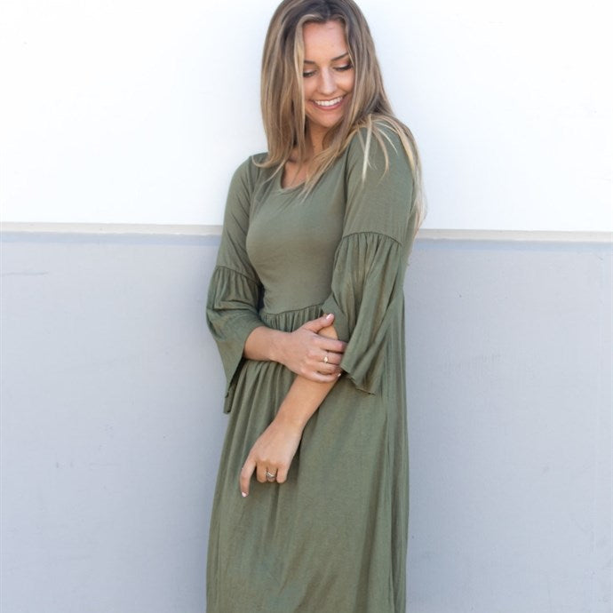 Bell Sleeve Midi Dress Tickled Teal LLC Bell Sleeve Midi Dress Tickled Teal LLC