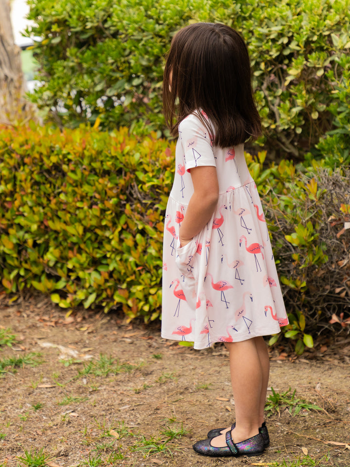Spring Pattern Little Girls Pocket Dress