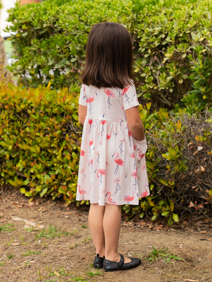 Spring Pattern Little Girls Pocket Dress