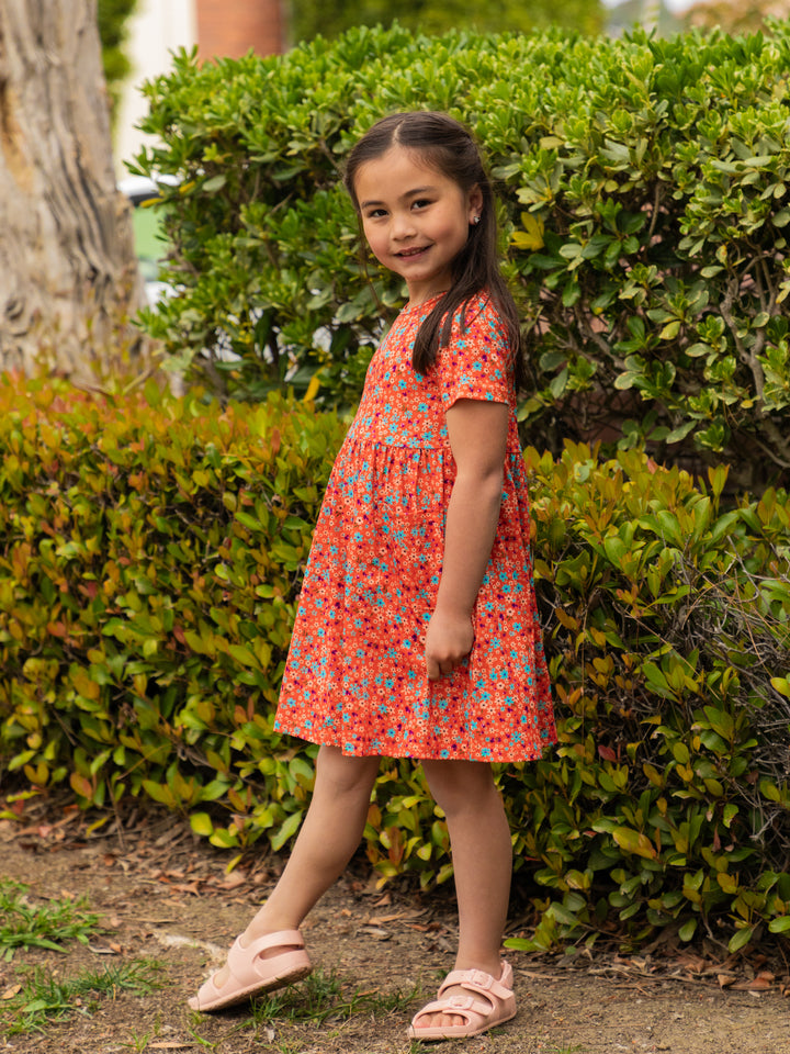 Spring Pattern Little Girls Pocket Dress