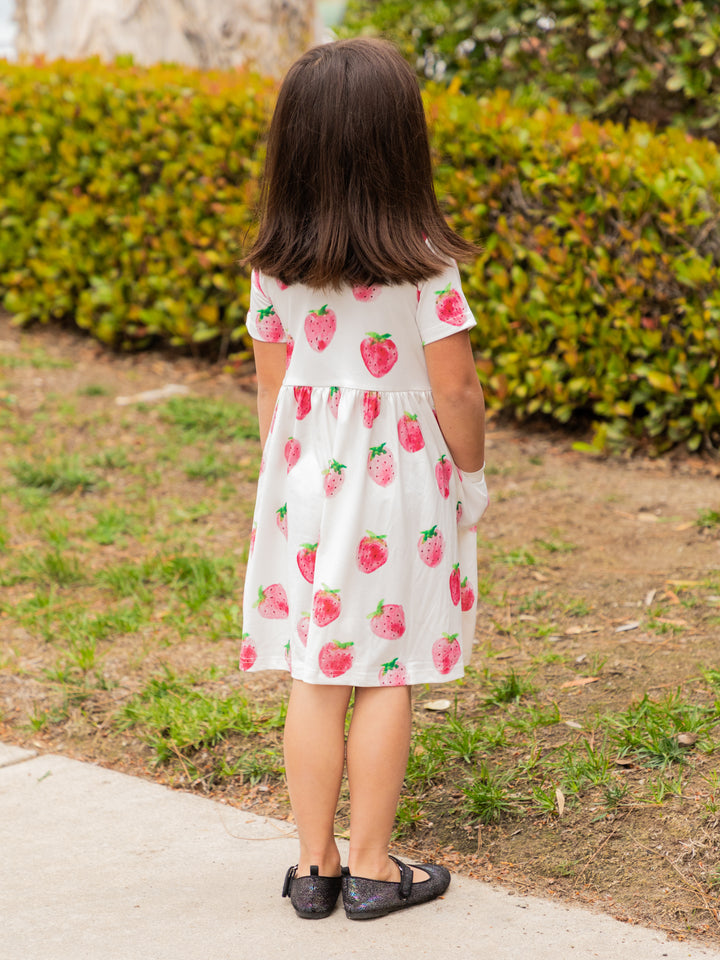 Spring Pattern Little Girls Pocket Dress