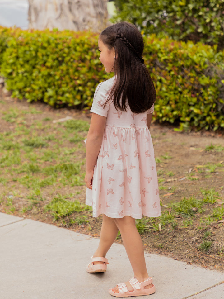 Spring Pattern Little Girls Pocket Dress