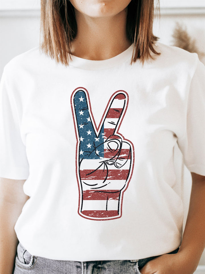 Patriotic Peace Sign Hand Graphic Tee