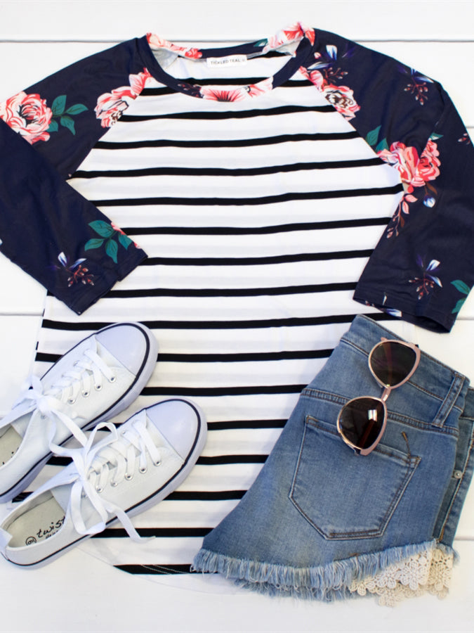 Floral Stripe Raglan