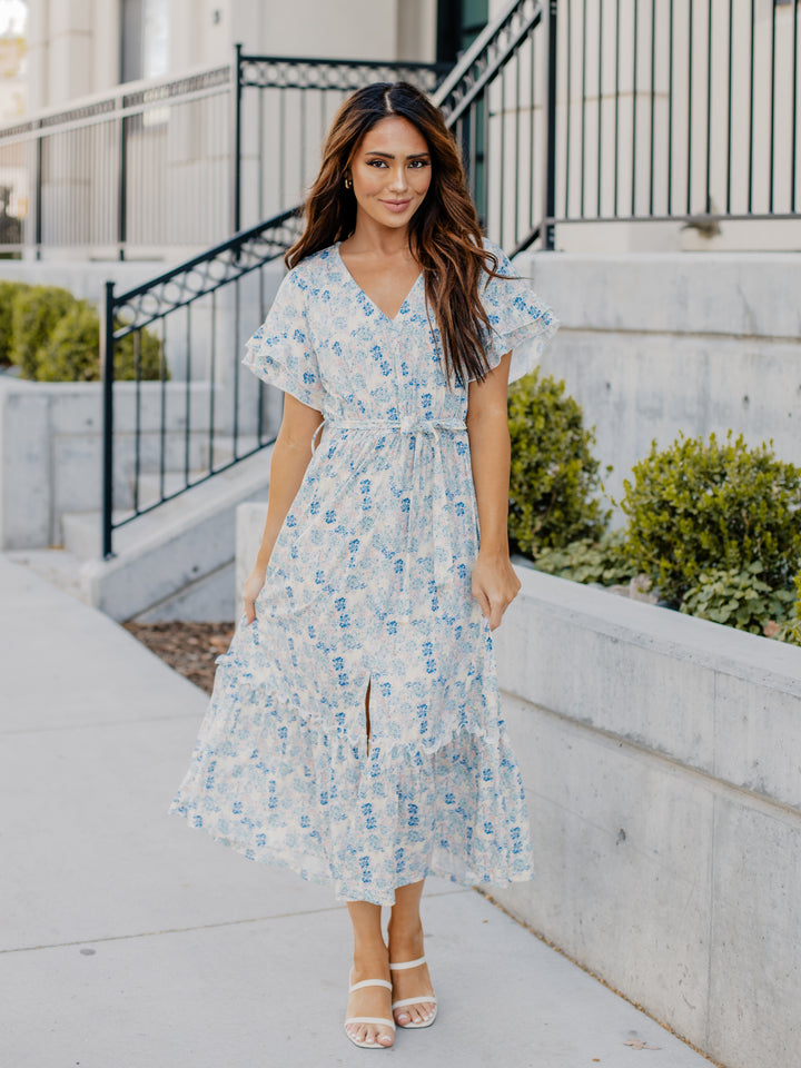 Pastel Floral Belted Whitney Dress