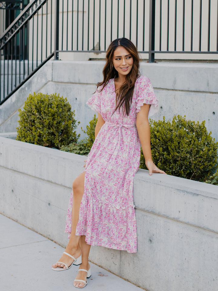 Pastel Floral Belted Whitney Dress