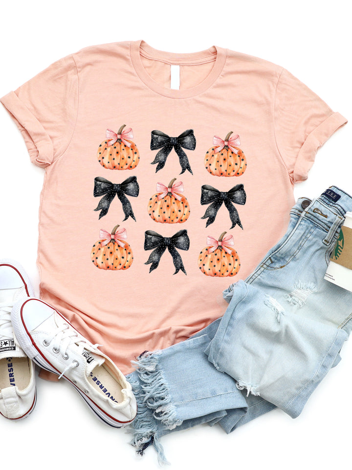 Polka Dot Bows and Pumpkins Graphic Tee