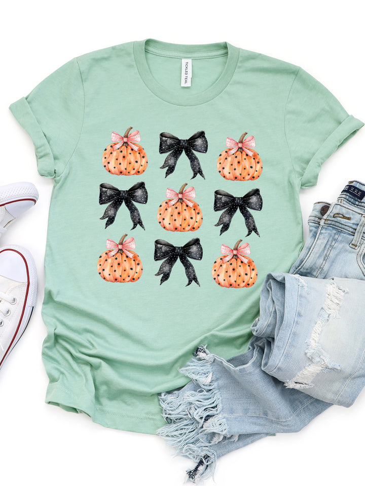 Polka Dot Bows and Pumpkins Graphic Tee