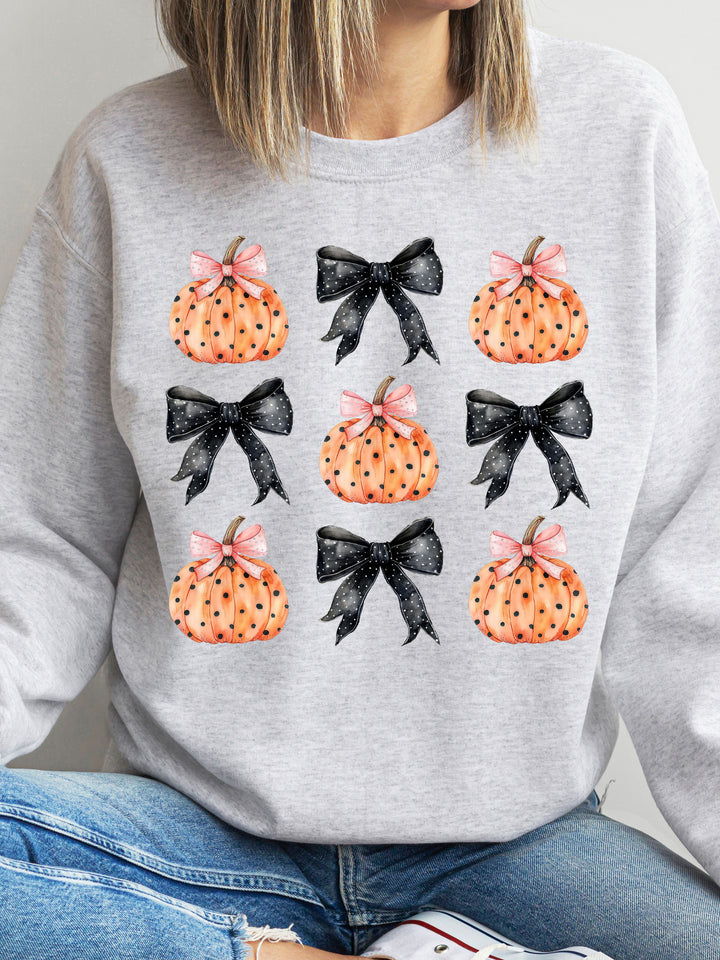 Polka Dot Bows and Pumpkins Graphic Sweatshirt