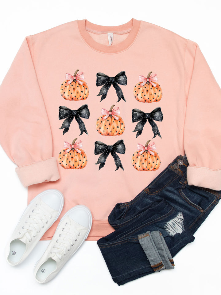 Polka Dot Bows and Pumpkins Graphic Sweatshirt