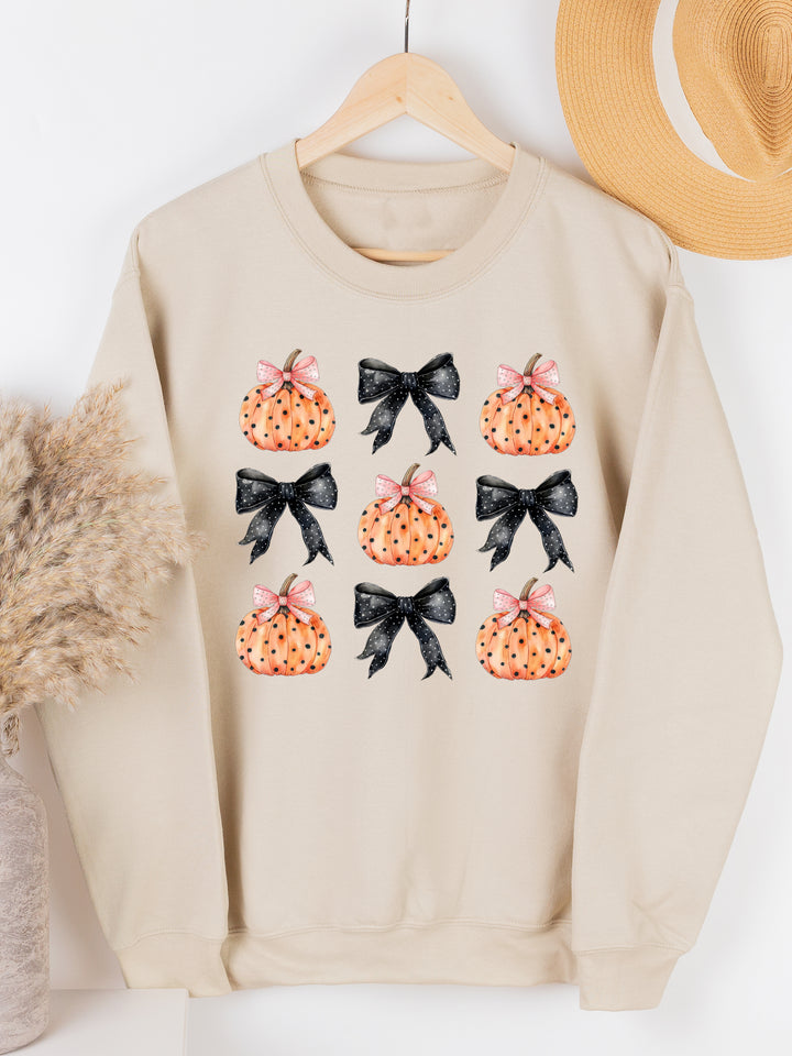 Polka Dot Bows and Pumpkins Graphic Sweatshirt