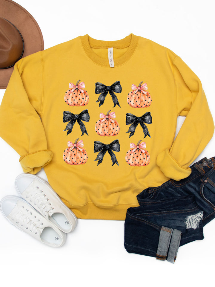 Polka Dot Bows and Pumpkins Graphic Sweatshirt