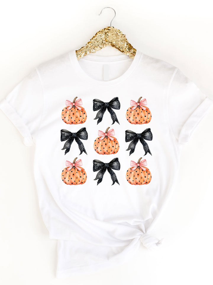 Polka Dot Bows and Pumpkins Graphic Tee
