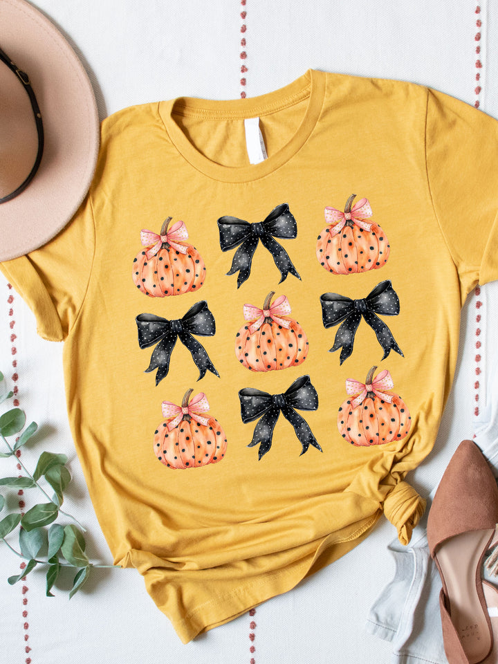 Polka Dot Bows and Pumpkins Graphic Tee