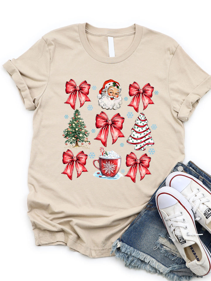 Santa & Bows Coquette Christmas Graphic Tee