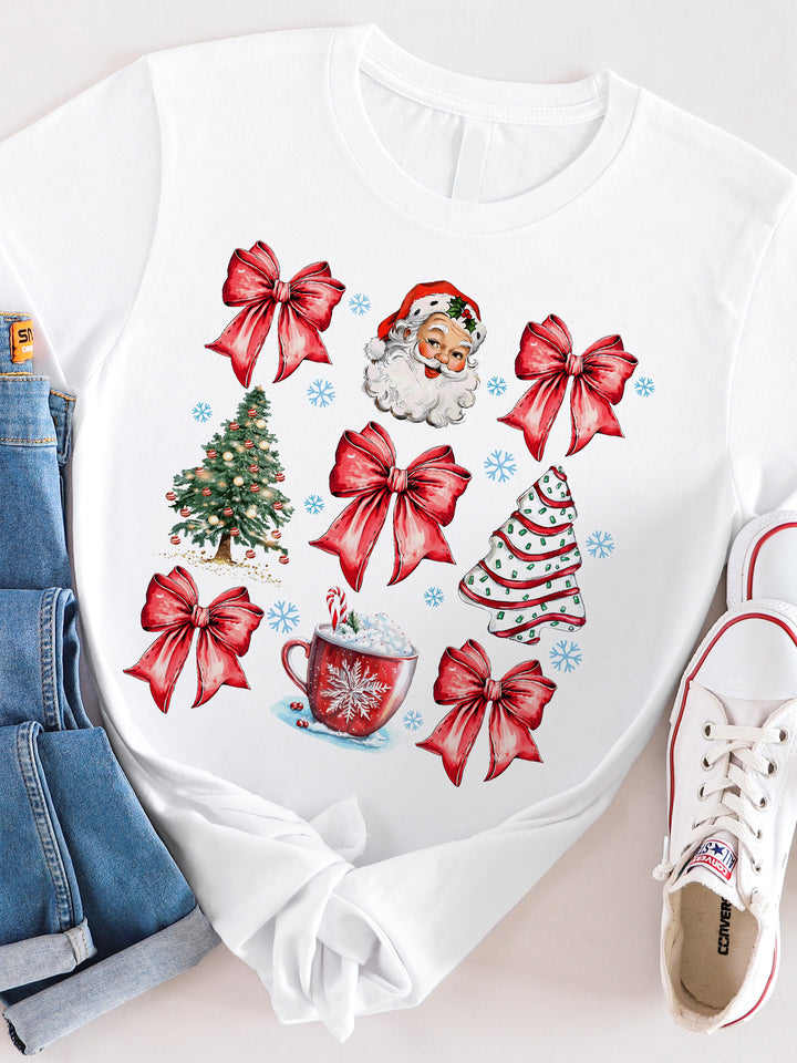 Santa & Bows Coquette Christmas Graphic Tee