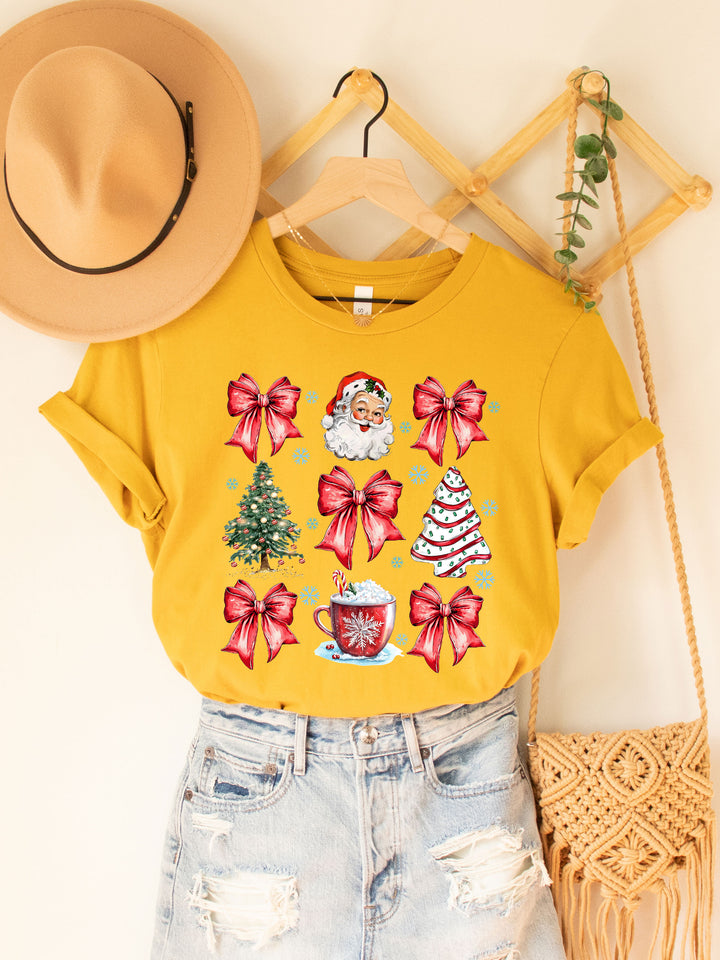 Santa & Bows Coquette Christmas Graphic Tee