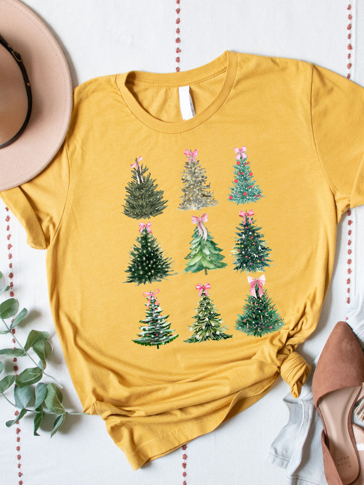 Decorated Bow Christmas Trees Graphic Tee