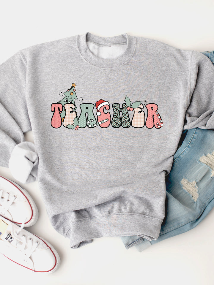 Teacher (Christmas Patterns) Graphic Sweatshirt