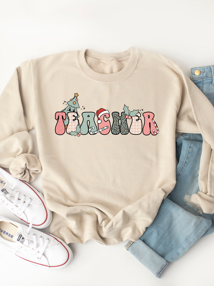 Teacher (Christmas Patterns) Graphic Sweatshirt