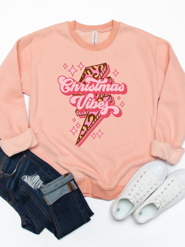 Christmas Vibes Lightning Bolt - Graphic Sweatshirt