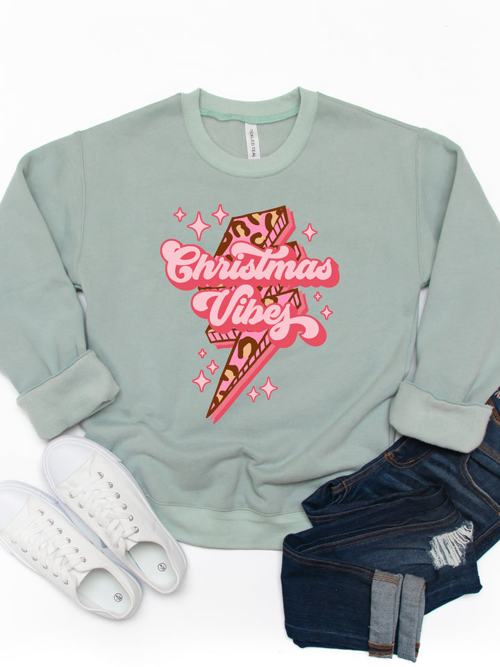 Christmas Vibes Lightning Bolt - Graphic Sweatshirt