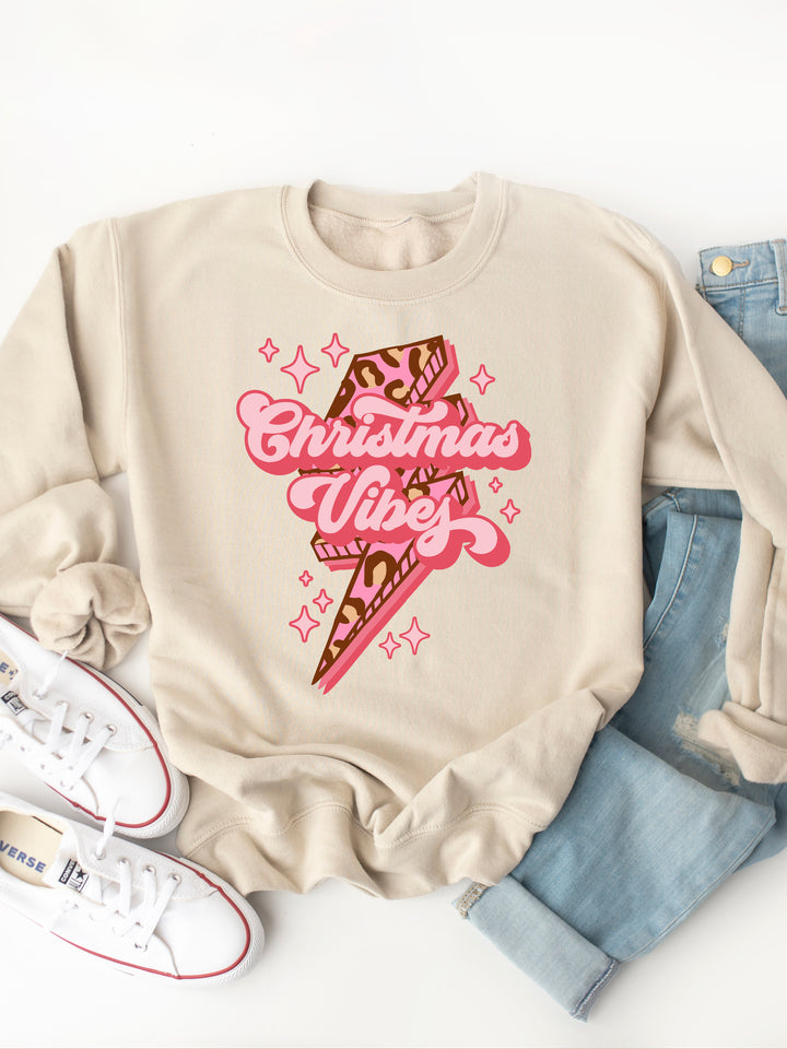 Christmas Vibes Lightning Bolt - Graphic Sweatshirt