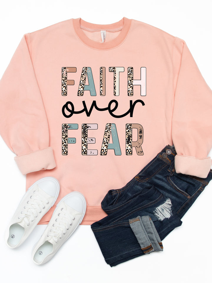 Faith Over Fear Cheetah Graphic Sweatshirt