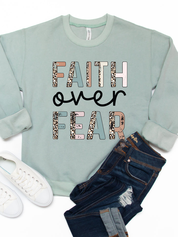 Faith Over Fear Cheetah Graphic Sweatshirt