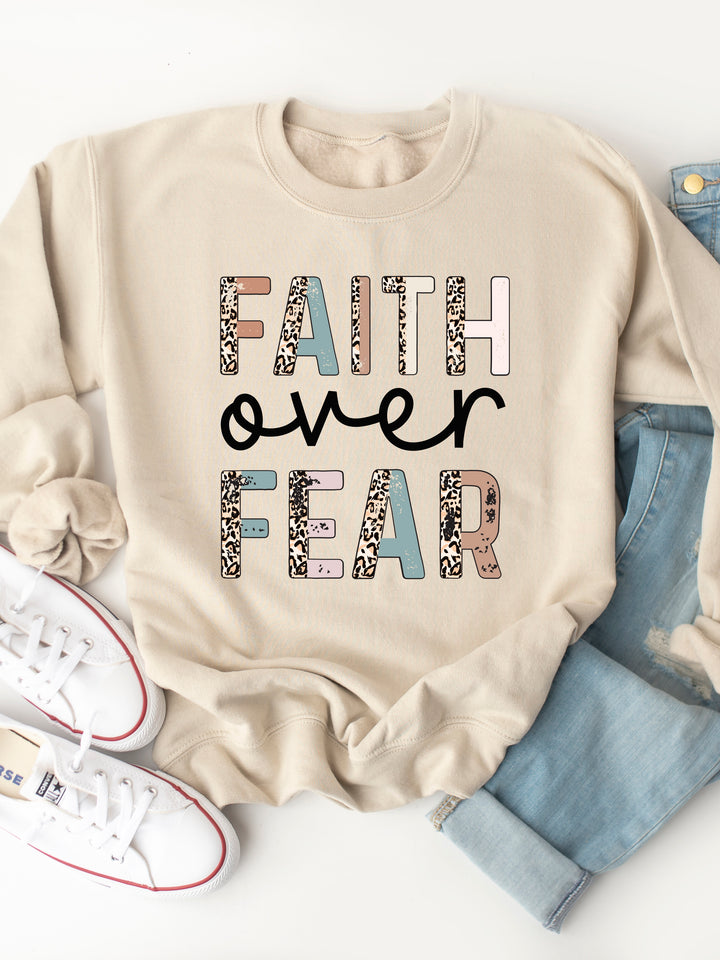 Faith Over Fear Cheetah Graphic Sweatshirt