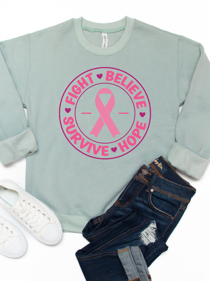 Fight Believe Survive Hope Graphic Sweatshirt