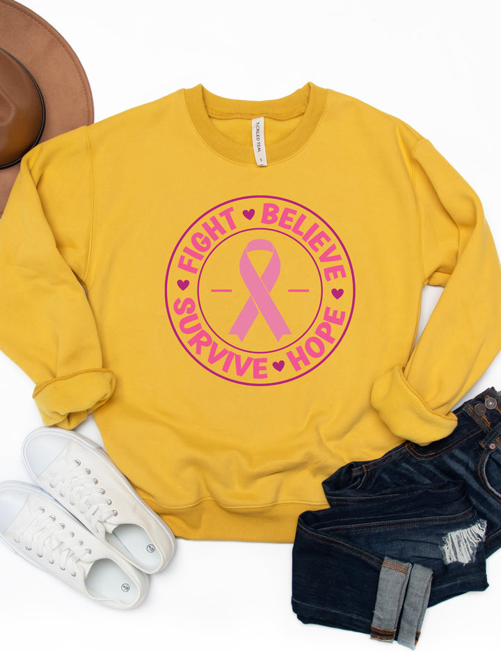 Fight Believe Survive Hope Graphic Sweatshirt