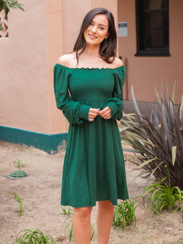 Solid Smocked Square Neck Triana Dress