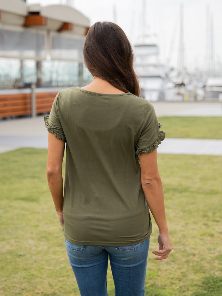 Ruffle Detail Short Sleeve Top