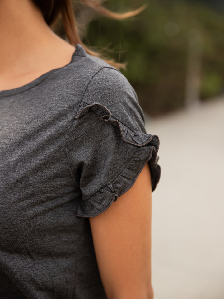 Ruffle Detail Short Sleeve Top