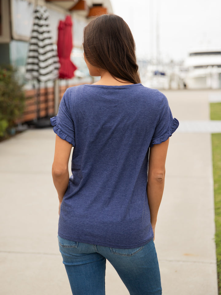 Ruffle Detail Short Sleeve Top