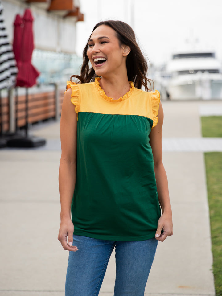 Colorblock Ruffle Sleeve Tank top