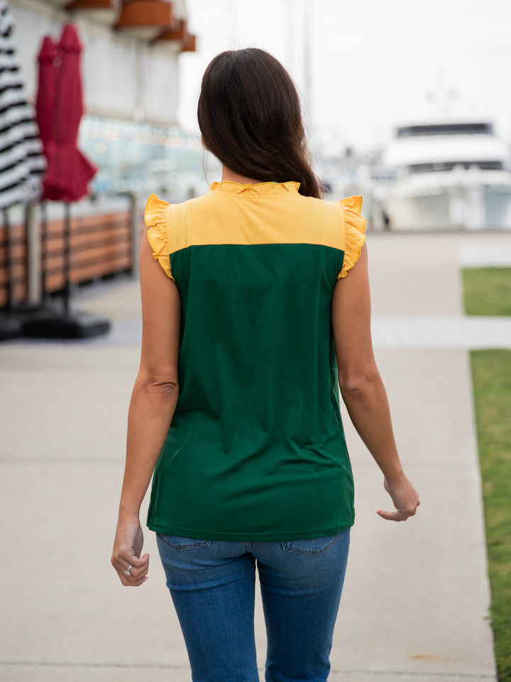 Colorblock Ruffle Sleeve Tank top