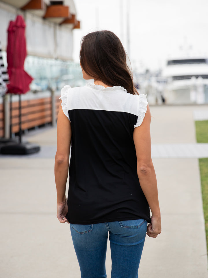 Colorblock Ruffle Sleeve Tank top