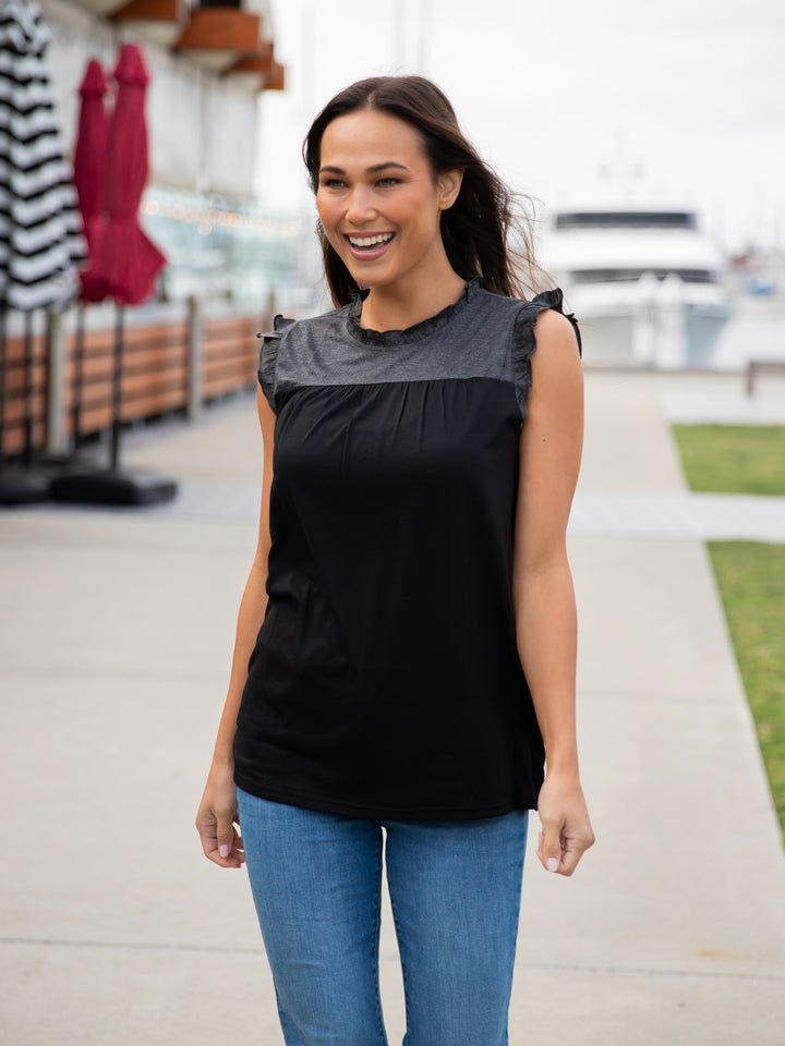Colorblock Ruffle Sleeve Tank top