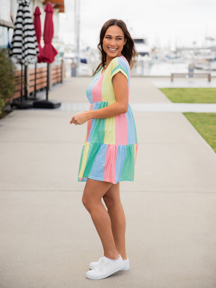 Spring Stripe Tiered Babydoll Dress