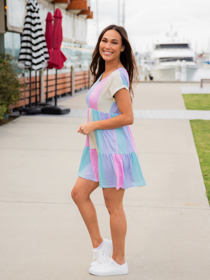 Spring Stripe Tiered Babydoll Dress