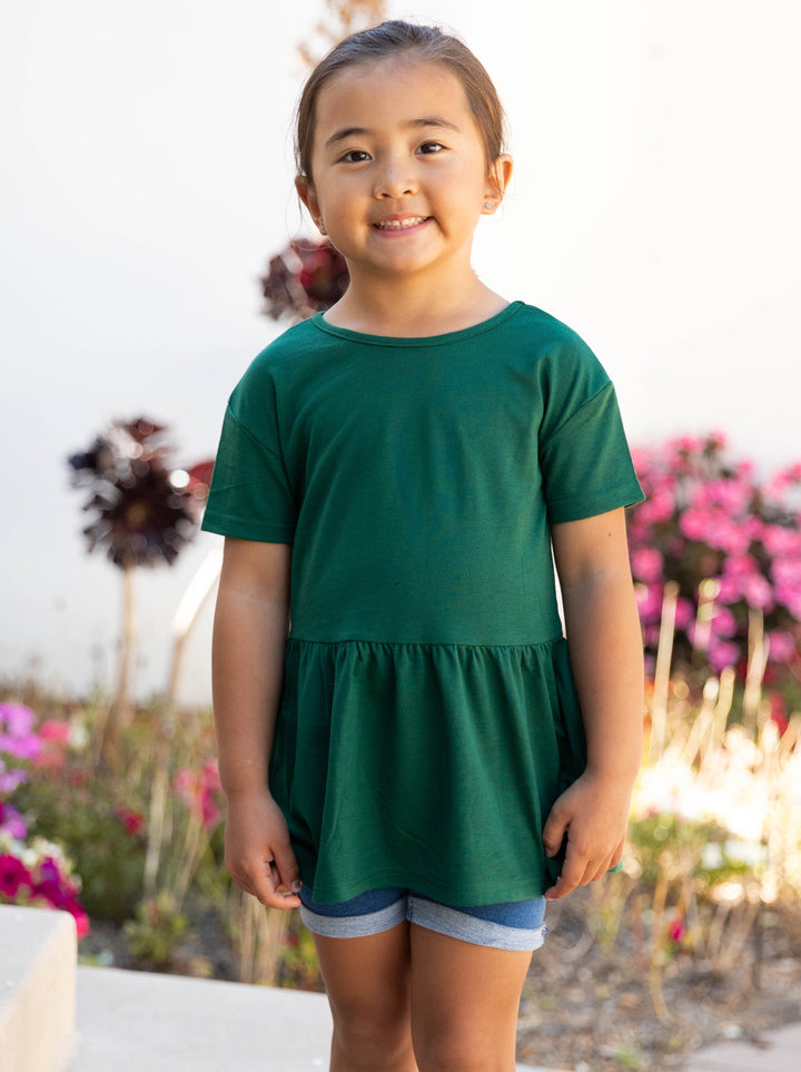 Little Girls Solid Peplum Top