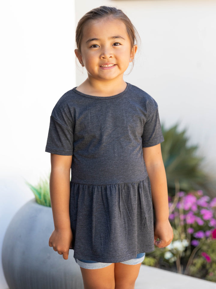 Little Girls Solid Peplum Top