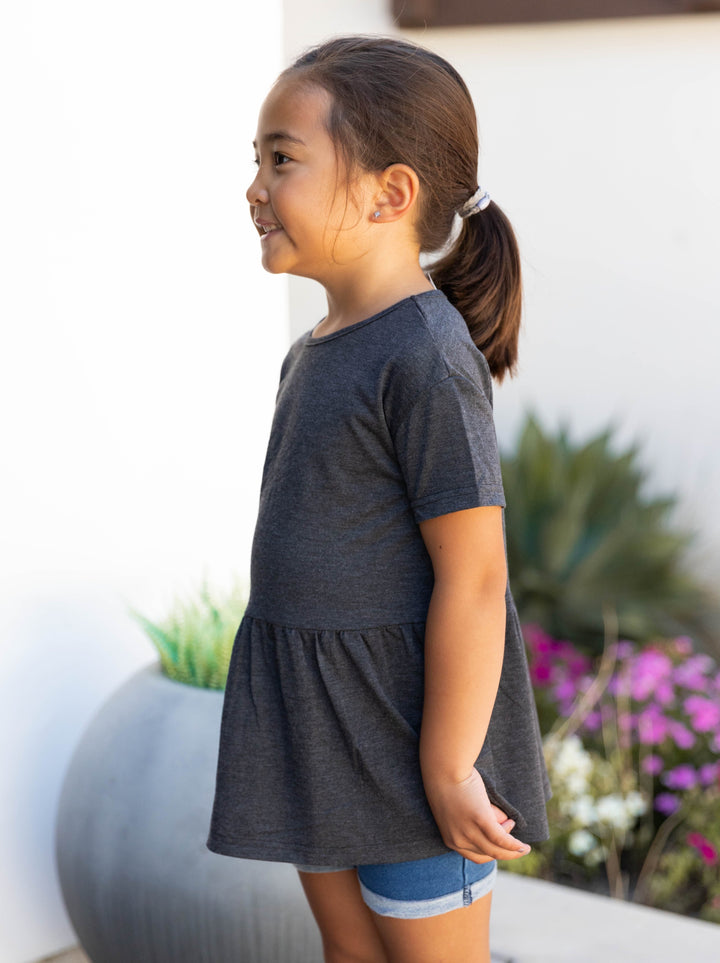 Little Girls Solid Peplum Top