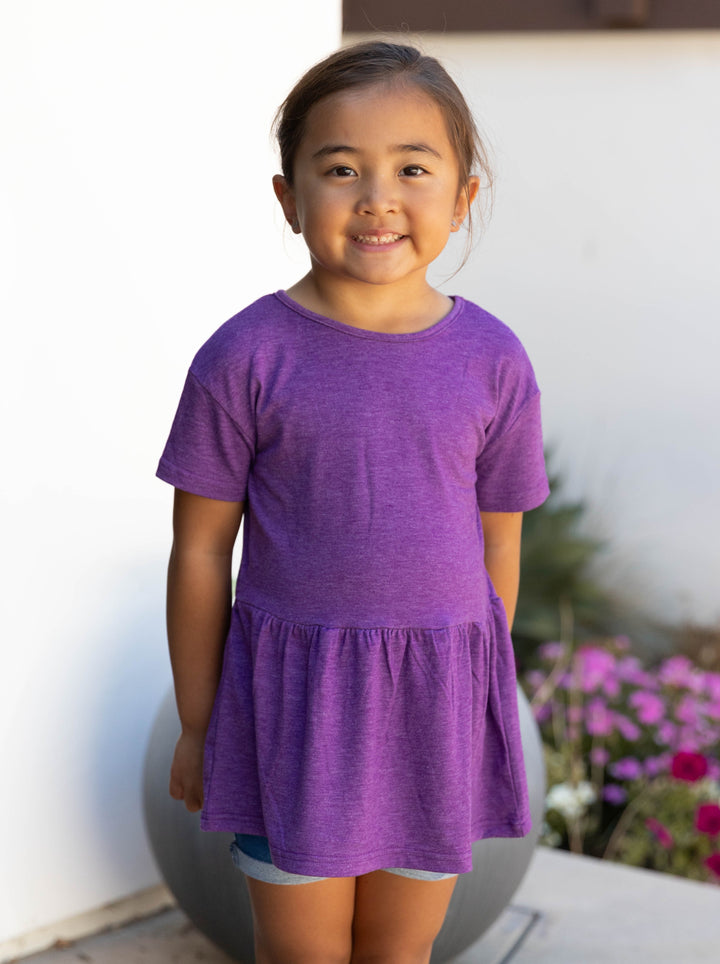 Little Girls Solid Peplum Top